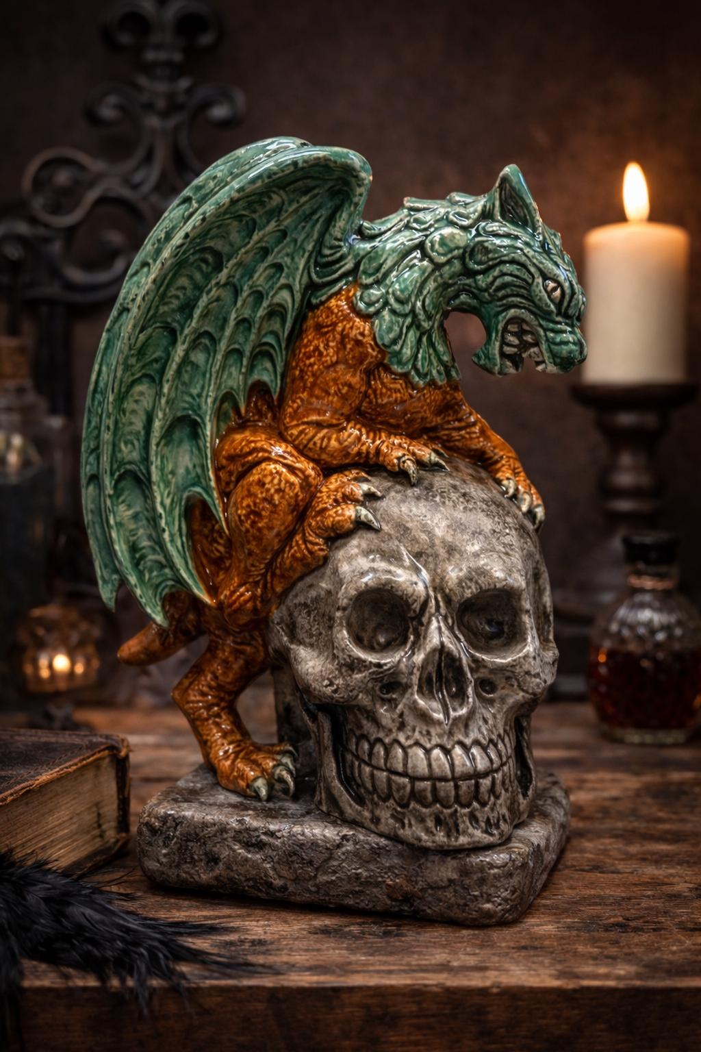 Gargoyle Statue Gift Handmade Ceramic Gothic Decor Fantasy Creature Sculpture
