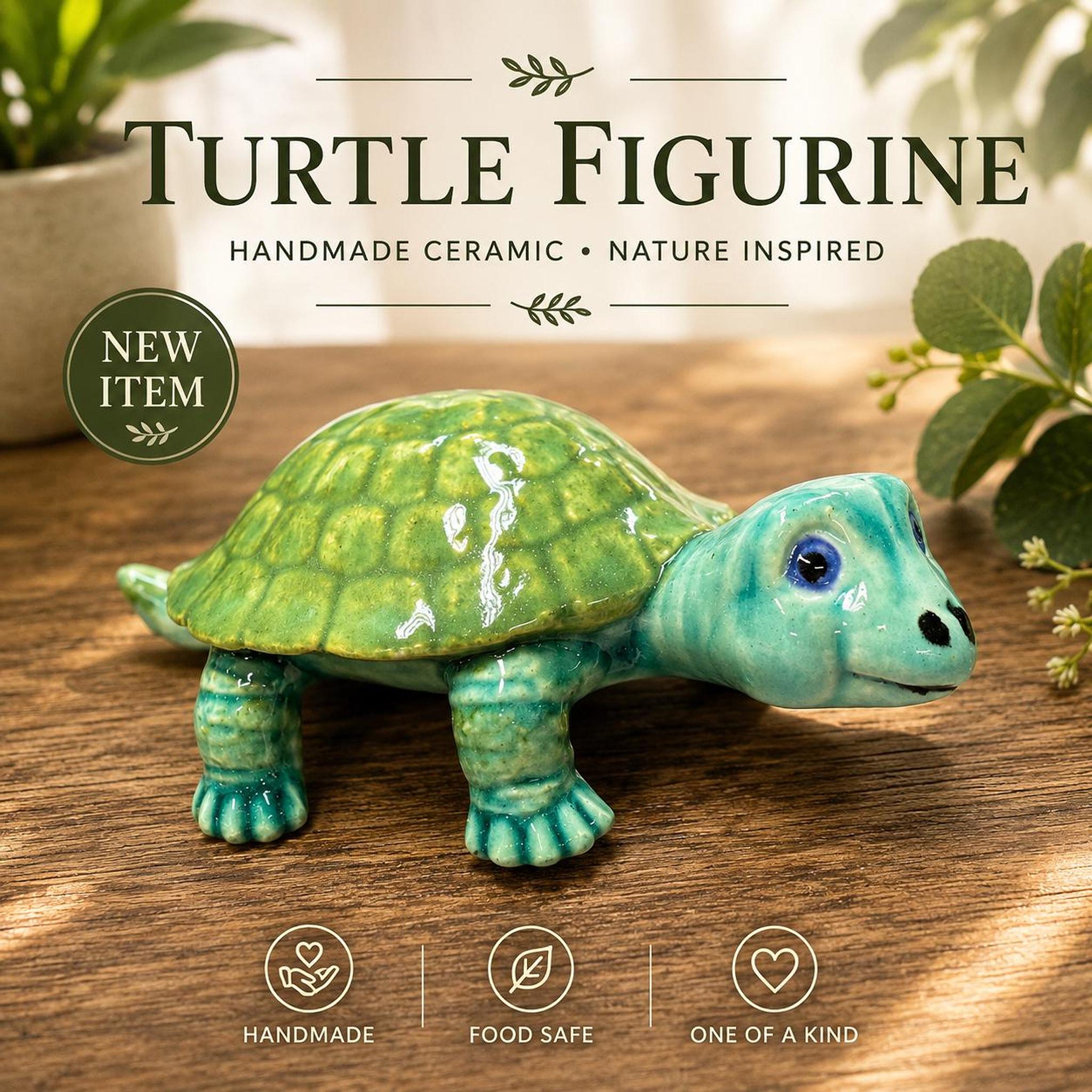Turtle Decor – 4 Inch Handmade Ceramic Figurine
