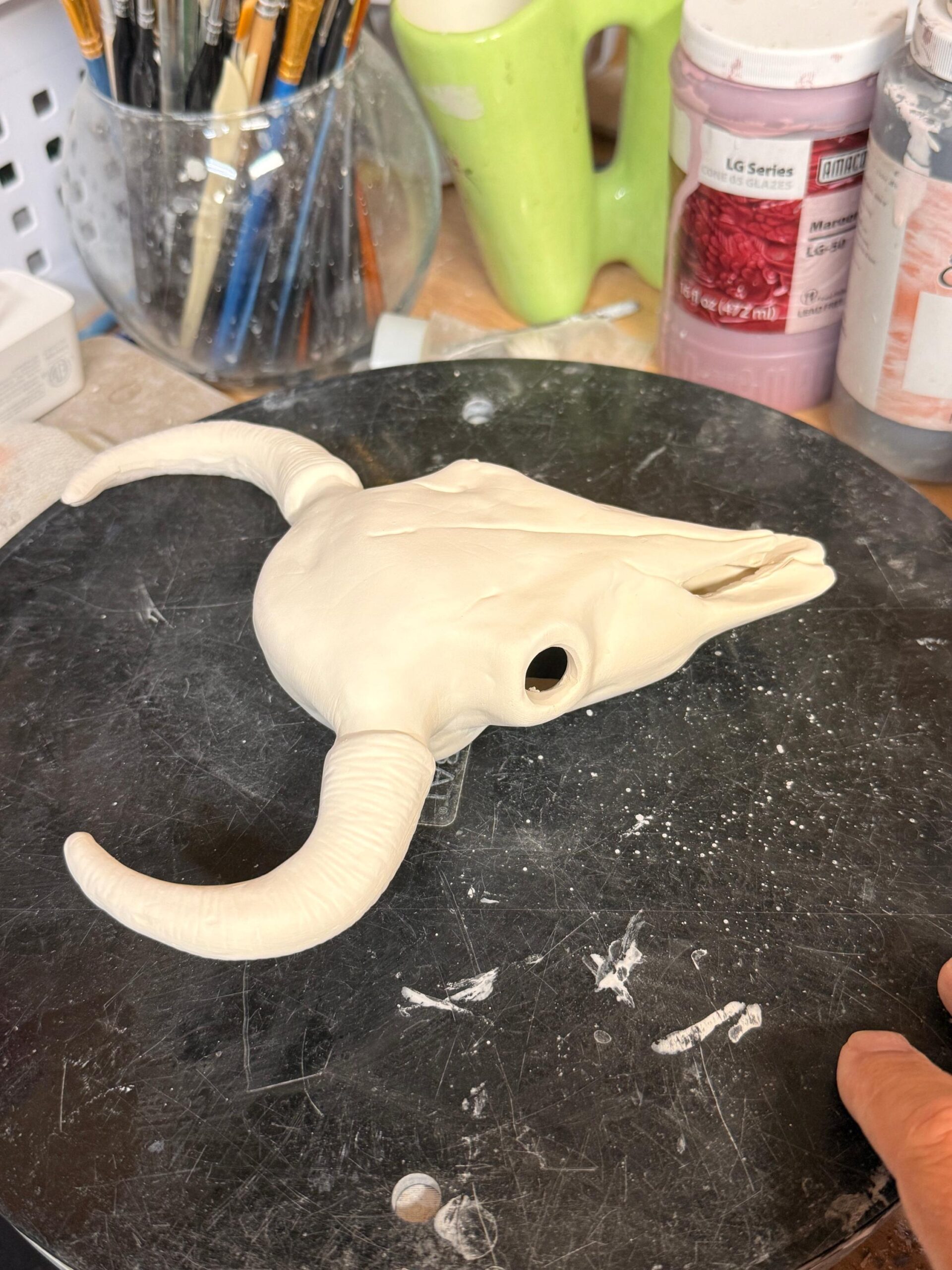 Ceramic Bisque Longhorn Skull Large, Ready to Paint Steer Skull, Unpainted Ceramic